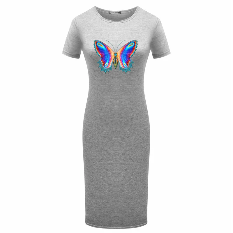 

Vintage Woman Dress Robe Butterfly Print Short Sleeve Party Skinny Party Maxi Black Dress Femme Robe Vestidos Vestido De Mujer