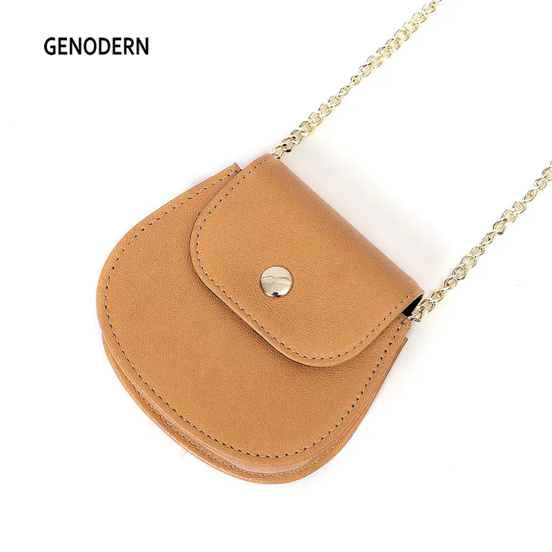 

GENODERN New Mini Lipstick Bag Sheep Leather Jewelry Box Lady Fashion Small Bag Genuine Leather Women Round Chain Clutch Purse