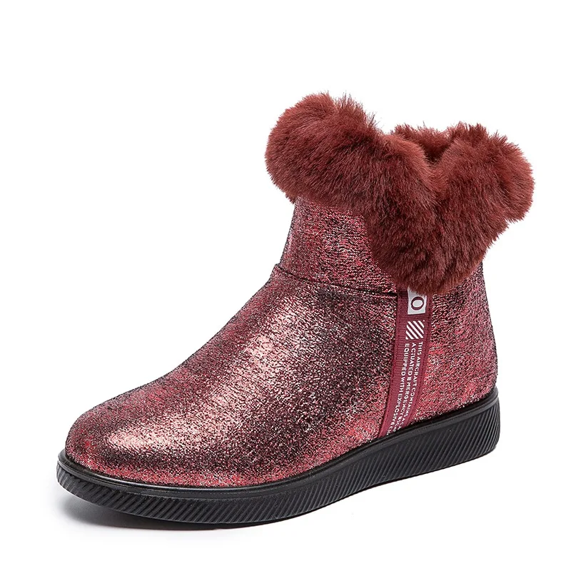 

Winter New Sequins Women's Snow Boots Warm Women's Boots Plus Velvet Cotton Shoes Large Size Women's Shoes Ankle Boots for Women