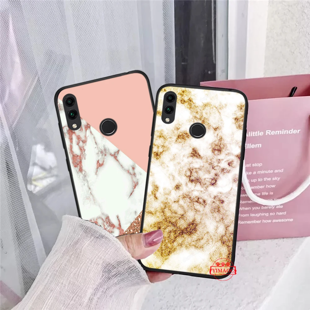 Granite Gold Marble Texture Silicone Soft Case for Huawei Honor 6A 7A Pro 7C 8 8X 8C 9 9X Lite Note 10 20 |