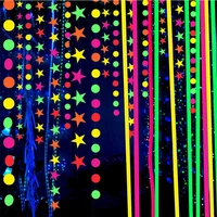 glow in the dark fluorescent paper string star garland hanging pendants happy birthday banner for wedding party decoration
