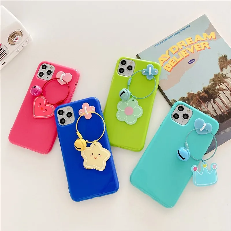 

Cute Clear Anti-fall Flower Chain Bells Female Soft Case For Iphone 11 12 Pro Max 7 8 Plus Xr X Xs Se 2020 Phone Cover Fundas
