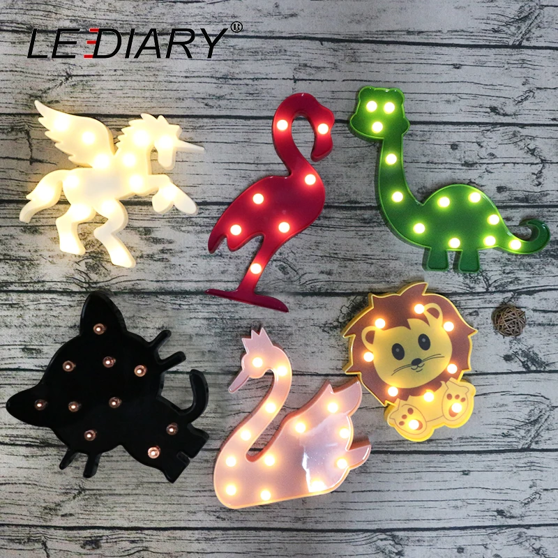 Hinnixy LED животное ночник Фламинго Единорог кошка лебедь форма детская комната