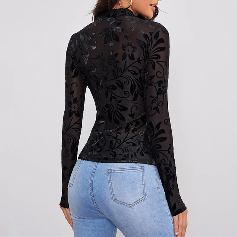 Сексуальная Женская кружевная основа прозрачная нижняя рубашка с длинным