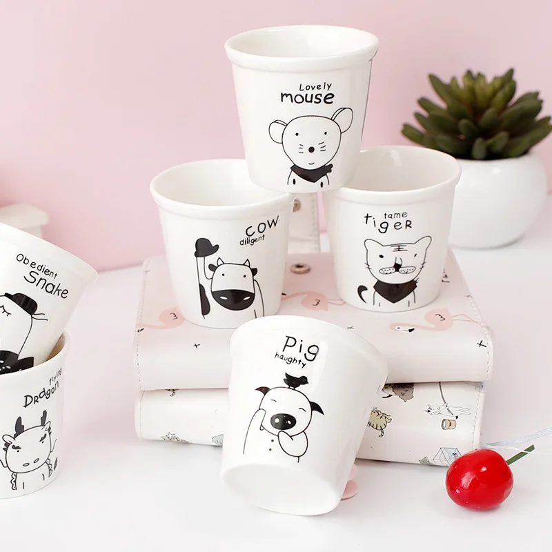 Zakka маленькие чайные чашки с китайским зодиаком милая керамическая кружка