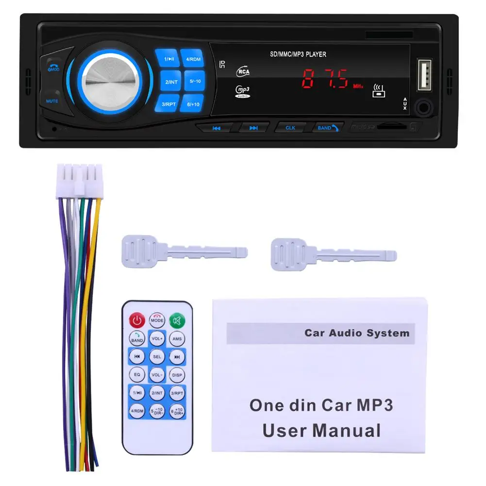 Автомагнитола 1DIN 12 В FM радио Bluetooth V5.0 стерео плеер дистанционное управление SD USB AUX