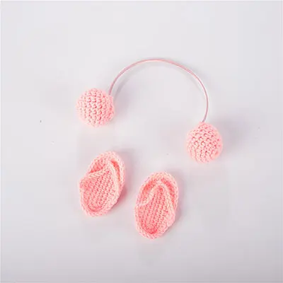 Pink Set Реквизит для фотосъемки новорожденных; обувь ручной работы для фотосессии для маленьких девочек и мальчиков; фото костюм для малышей; вязаный реквизит для наушников - Цвет: Pink Set