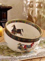ceramic trash can desktop mini waste basket livingroom storage paper bucket ktv peel bowl home decoration war horse wedding gift