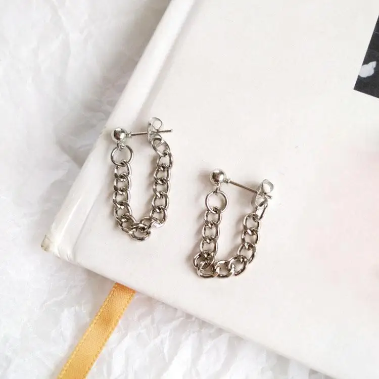 2019 модная Серебряная цепочка серьги из бисера минималистичные простые простой