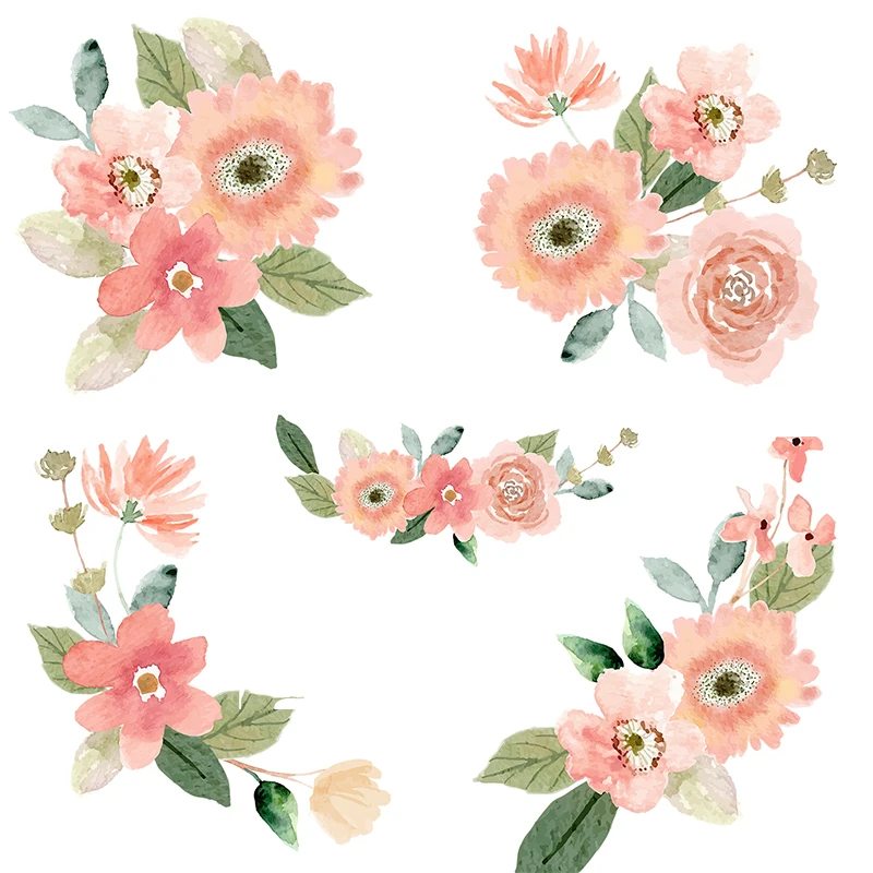 

Three Ratels QCF22 Classic Warm Color Bouquet Elegant Flower Stickers Room Decoration Girl Stickers