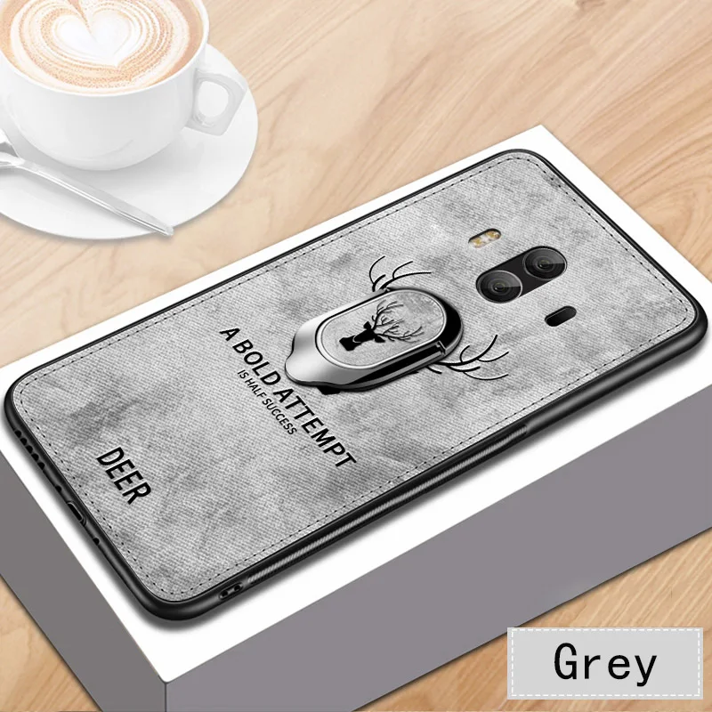 Grey with bracket Тканевый чехол для телефона Zerrul для huawei P20 Pro P10, Роскошный чехол для mate 20 20X Pro 10 9 8, обновленная задняя крышка с рождественским оленем - Цвет: Grey with bracket