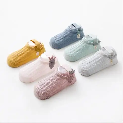 

3Pairs 0-5Year Spring and summer new children's floor socks cartoon baby silicone non-slip toddler laces shoes socks