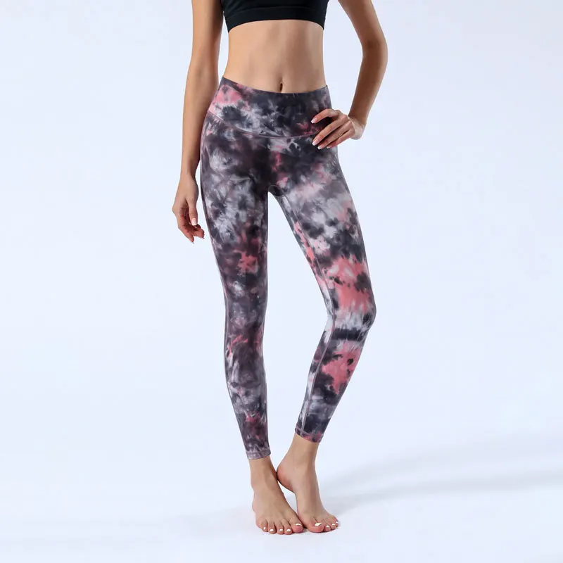 

Antibom Yoga Pants Women Tie Dyed High Waist Fitness Capris NO FRONT SEAM Naked Feel Squat Proof Slim GYM Leggings Sport Tights