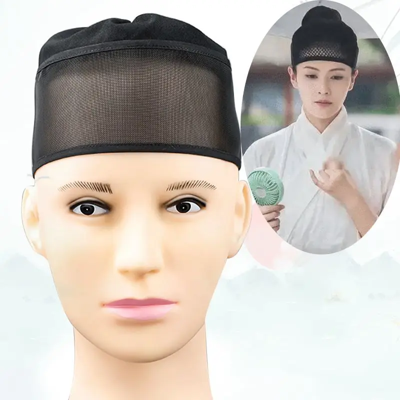 

Black Breathable Gauze Headband Caps For Men Children Kung fu Accessories Head Covering Ancient Scholar Swordsman Warrior Wear
