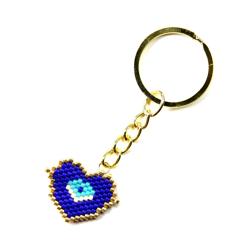 

FAIRYWOO Steampunk Keyrings Evil Eye Keychain Bag Accessories Punk Heart Keychains Jewelry Delica Miyuki Beaded Pendant Keyring