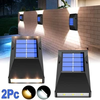 2pcs solar led lights ourdoor waterproof solar powered wall lamp spotlights up down sunlight for country house garden decoration