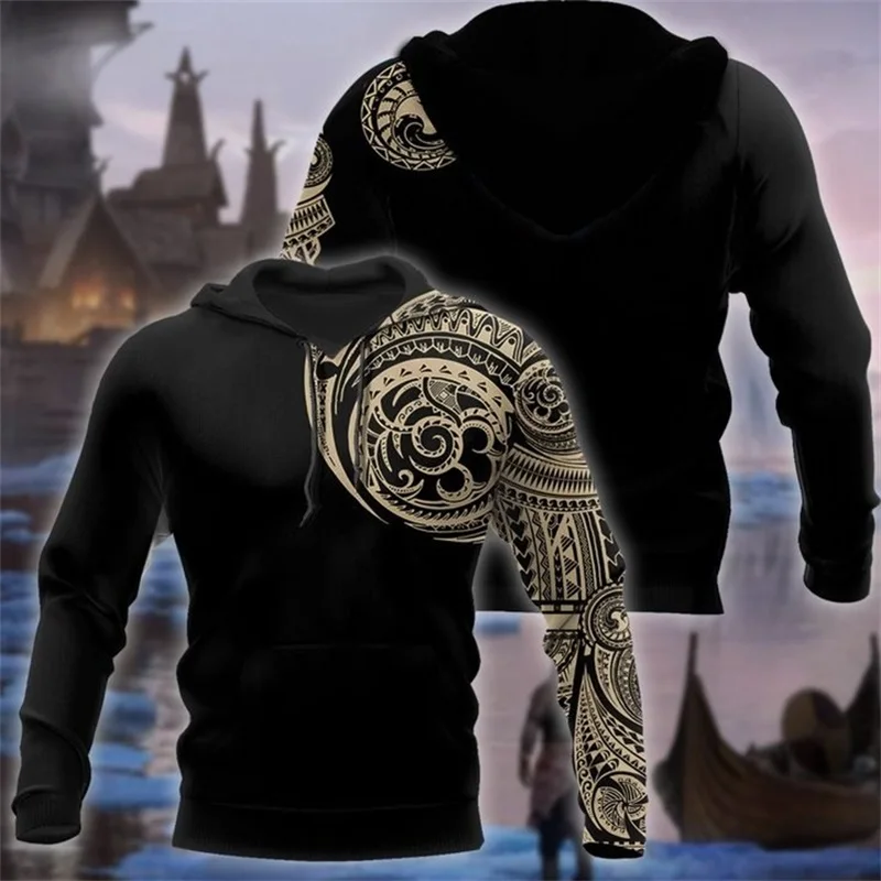 

Viking Tattoo Polynesian style 3D Men/Women hoodies Harajuku Fashion Hooded Sweatshirt Autumn Unisex hoodie sudadera hombre