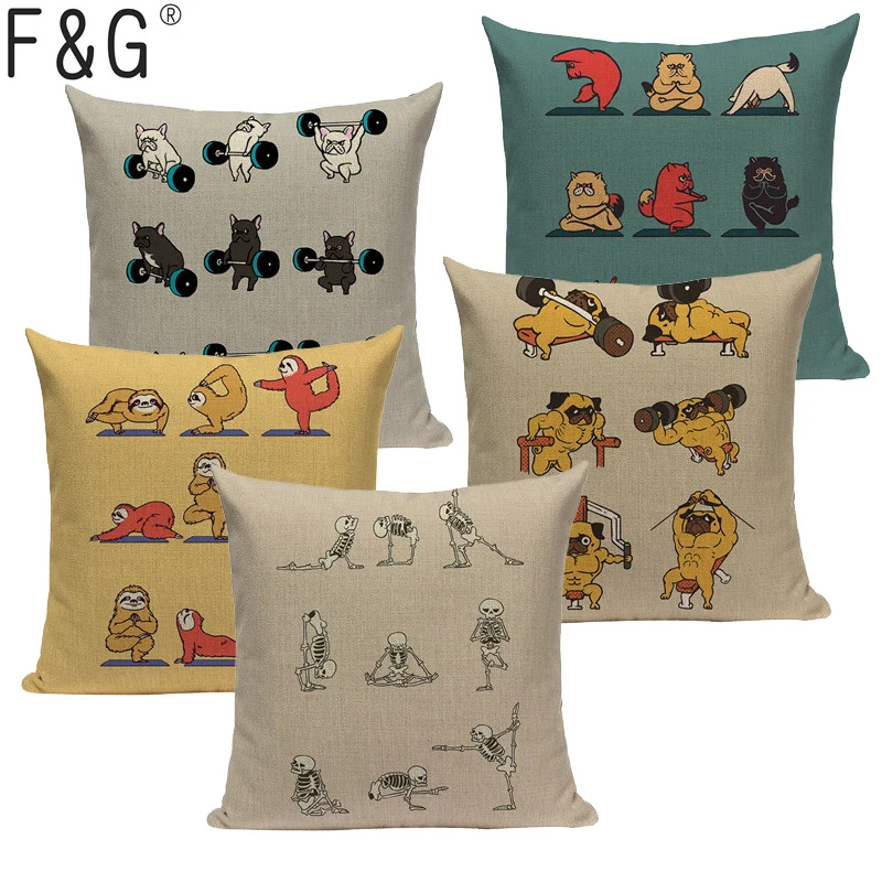 

Pug Dog Yoga Latin Dancing Cushion Cover Sleep Dog Throw Pillow Cover Animal Cushion Cover Sofa Decoratove Pillow Case Custom