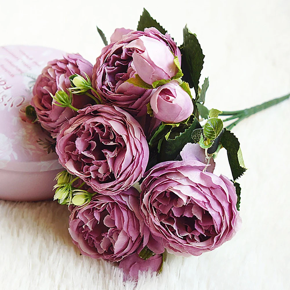 Искусственный цветок искусственный Камелия имитация 5 голов букет вечерние