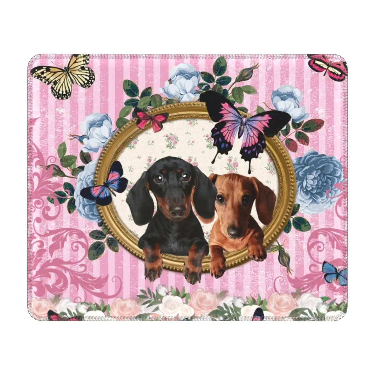 

Dachshund Dog And Butterfly Laptop Mouse Pad Waterproof Mousepad Non-Slip Rubber Badger Wiener Sausage Gaming Computer Desk Mat