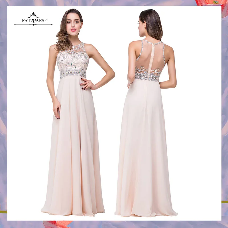 FATAPAESE цвет шампанского искусственные кристаллы вечерние платья с круглым