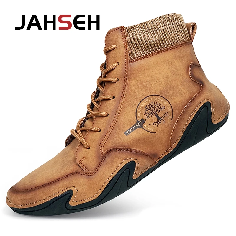 

Plus Size 38~48 Men High Quality Split Leather Boots Winter Warm Lace-up Fashion Men Boots Comfortable Casual Ankle Boots