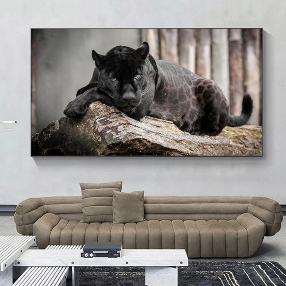 

Animal Abstract Fashion Canvas Painting Black Panther Posters Wall Art Prints for Living Room Decoration Bedroom Decor Pictures