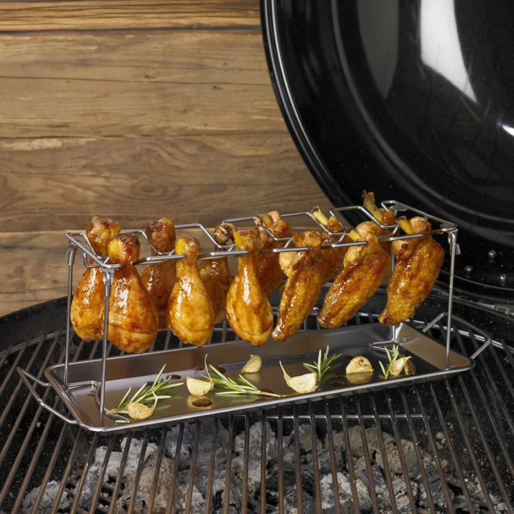

Hot Sell Non-Stick Rib Shelf BBQ Stand Barbecue Roast Rack Stainless Steel Grilling BBQ Chicken Beef Ribs Rack Grilling Baske