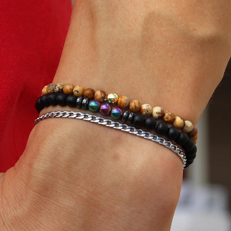 3 шт./компл. 4 мм маленькие бусины из натурального камня браслет цепочка тигровые