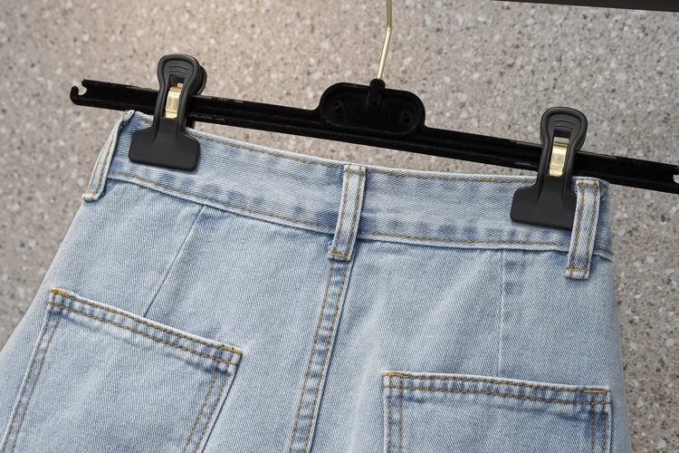 

Houthion Plus Size Women's Denim Skirt Summer Skirt Mid Waist Fashion Casual The New Cowboy Skirts Buttons Pocket