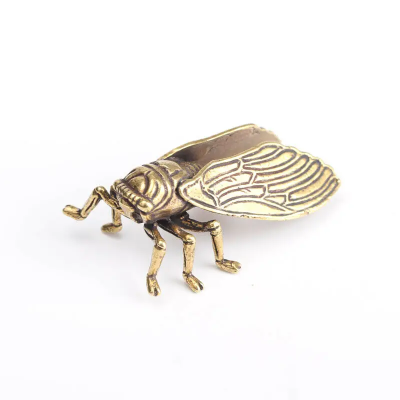 1* креативная фигурка ручной работы из чистой латуни Cicada, статуэтка животного, миниатюрная статуэтка, украшение для домашнего офиса