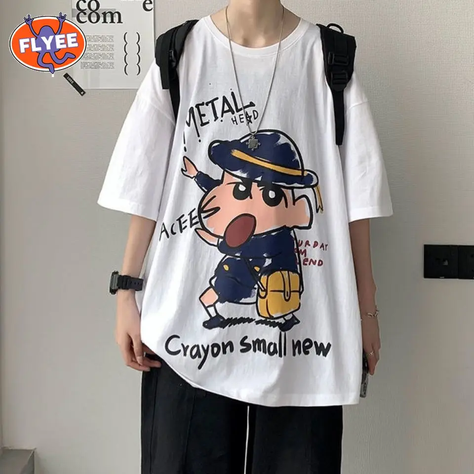 

Crayon Shinchan T Shirt Casual Short Sleeve Black T-shirts Cute Tees Long Graphic Tops Womens Tees Tops Female Summer Tees