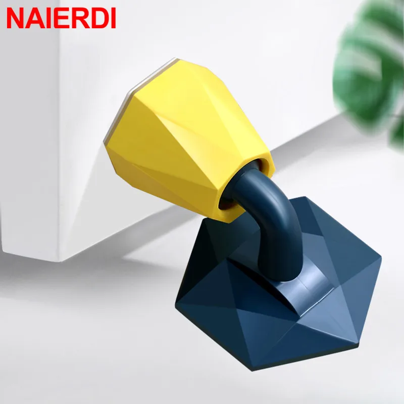 Дверной стопор NAIERDI из АБС-пластика, улучшенный держатель для двери в форме алмаза, без перфоратора, ветронепроницаемая дверная фурнитура - изображение