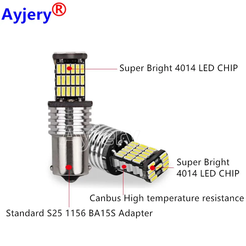 AYJERY 10 шт. 12 В 4014 45 SMD 1156 BA15S 1157 BAY15D Автомобильные светодиодные фонари желтого