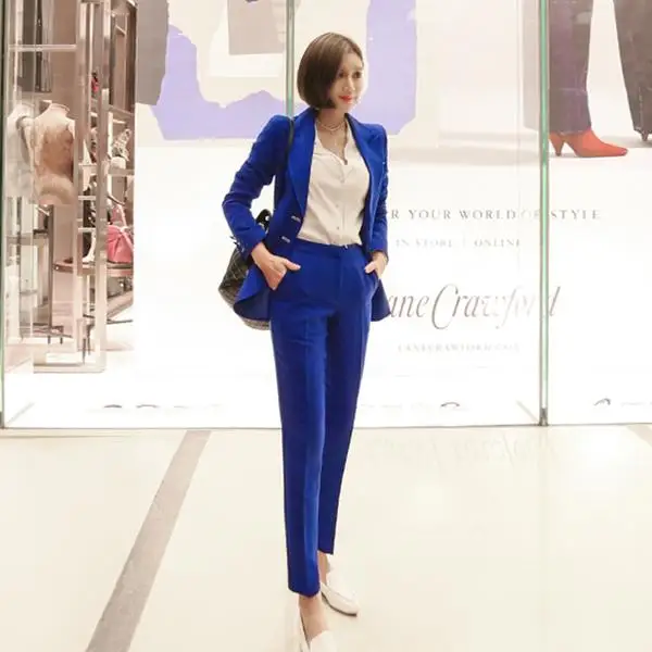 2019 Summer Spring Formal Fashion OL top and pencil Pants suit Work Office Lady 2 Piece Set Women | Женская одежда