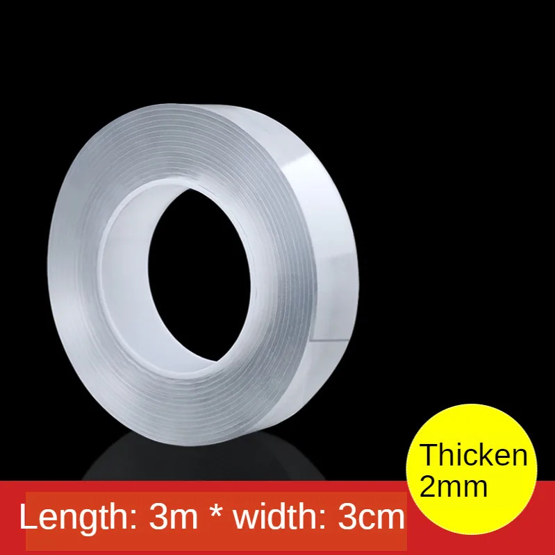

10pcs 1//3/5m 2mm Reusable Double-Sided Adhesive Nano Traceless Tape Removable Sticker Washable Adhesive Loop Disks Tie Glue