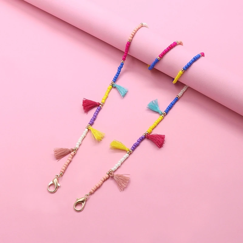 

Colorful Tassel Beads Chain Face Mask Holder Necklace Eyeglass Lanyard Ear Saver Y1AC