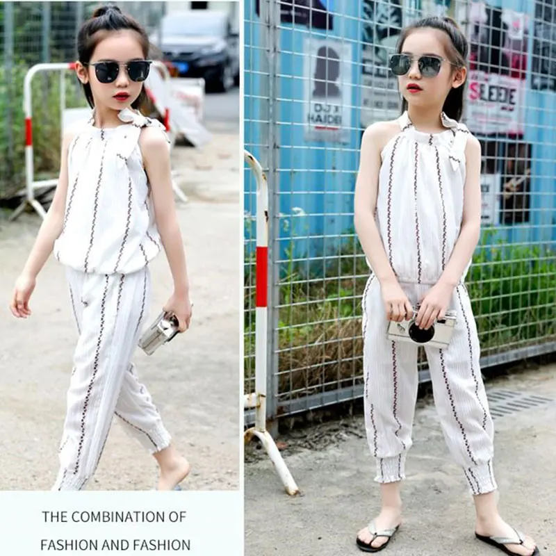 Детские брюки для девочек от 10 до 12 лет футболки комплекты с оборками жилет +