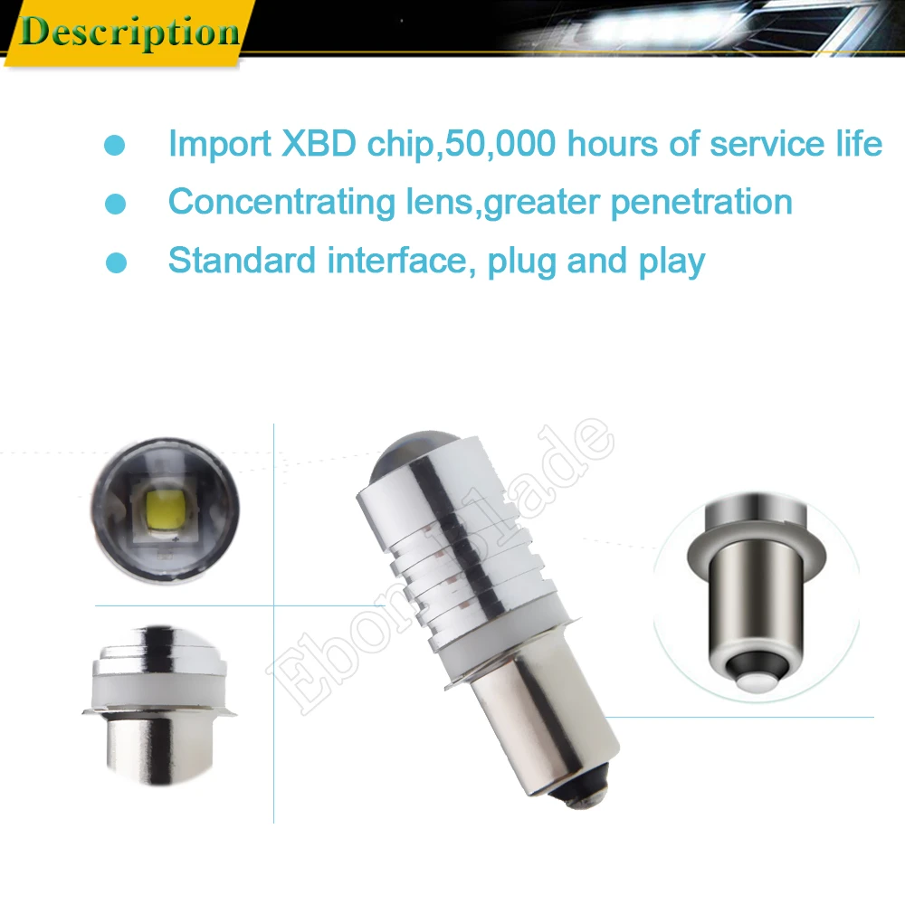 2 шт. P13.5S база PR2 Высокая мощность 3W светодиодный обновленная лампа для Maglite Сменные лампы светодиодный фонарь 10 в 12 В 15 в 18 в 24 В