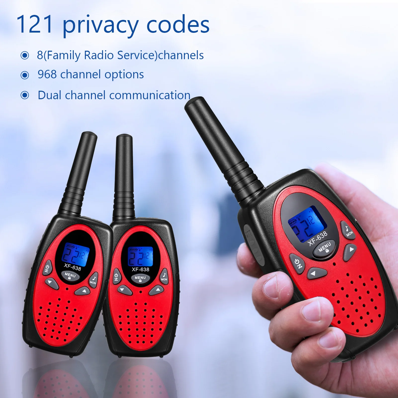 

Two Way Radio 22 Channel 0.5W Walkie Talkie Noise Canceling VOX for Camping Hiking Cycling Cruise Ship Road trip(One Pair)