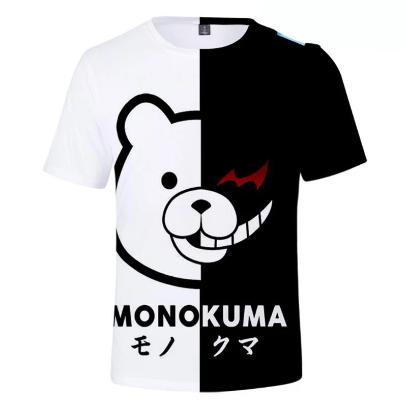 Аниме Danganronpa Футболка Мужская Женская 3D футболка Monokuma Косплей забавная Черный