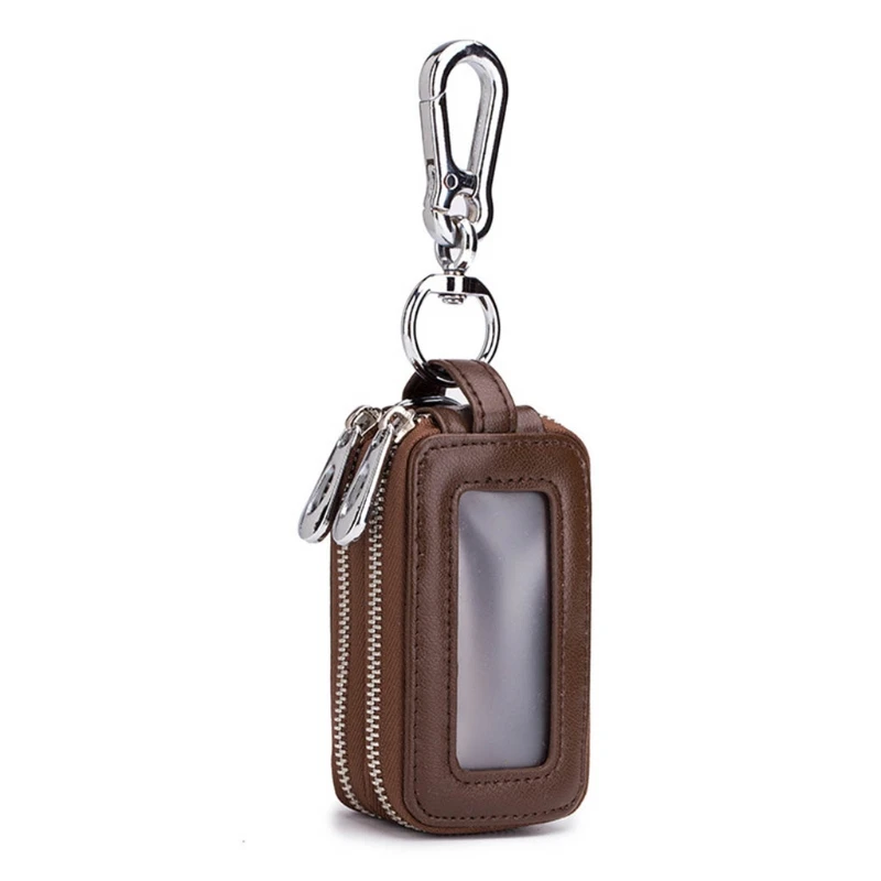 

Double Zipper PU Leather Keychain Pouch Bag Home Car Keys Organizer Holder Case