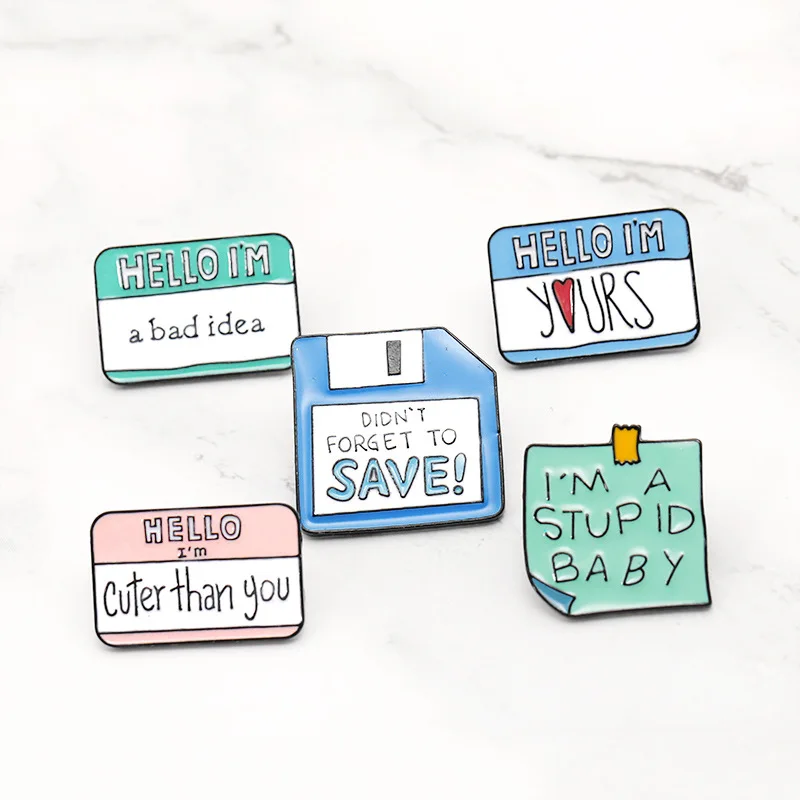 Булавки и броши классические модные текстовые сообщения эмалированная булавка