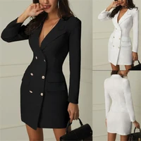 women elegant dress office casual blazer white black dress spring autumn slim suit outfits