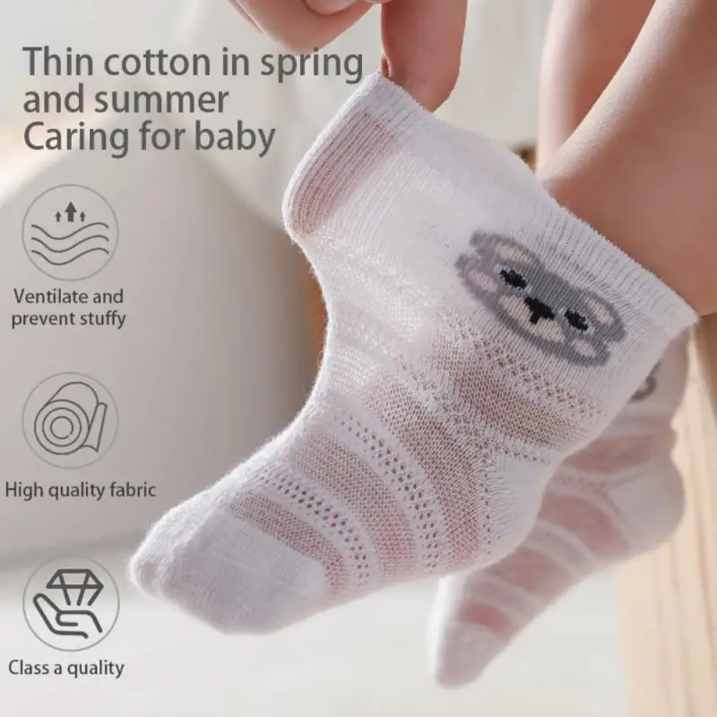 

1pc Spring Summer Children's Socks Thin Section Boys And Girls Mesh Socks Cartoon Baby Combed Cotton Short Socks Baby Socks