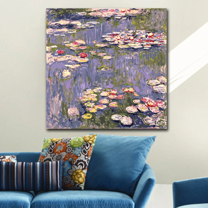 Diy цифровая картина монета Известный рисунок водяной лилии декор с пейзажем