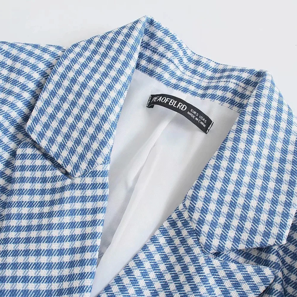 

Spring New Women's Clothing Houndstooth Casual Suit Jacket + Button High Waist Casual Bermuda Shorts