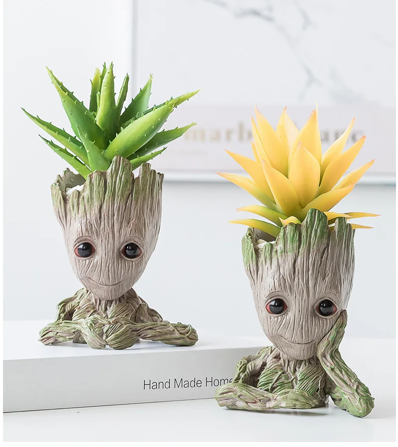 Strongwell Flowerpot Baby Groot Pen Pot Holder Plants Flower Pot Cute Action Figures Toys for Kids Gift Desktop Decoration