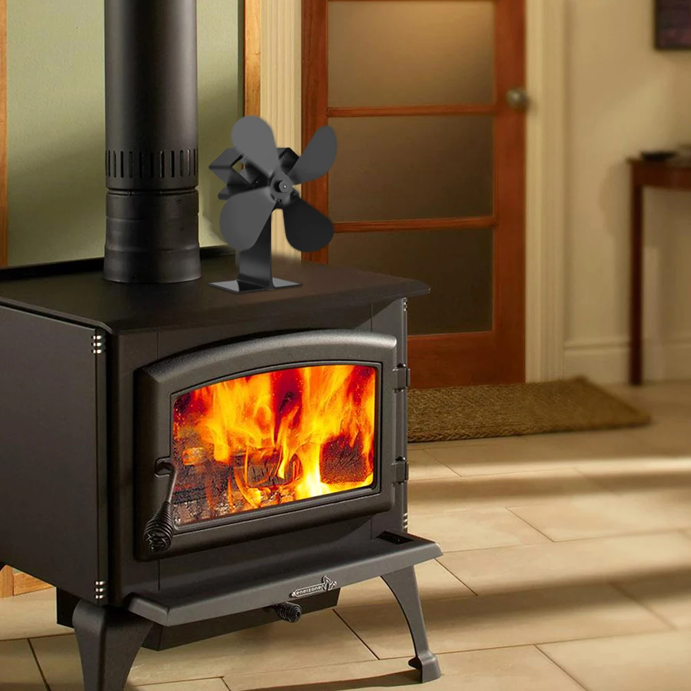 

New 4 Blades Home Fireplace Fan Efficient Heat Distribution Heat Powered Wood Stove Fan Eco Fans For Wood Stoves
