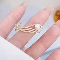 charm elegant creative single angel wing earring for women 14k real gold zircon ear bone clip wedding jewelry pendant gift